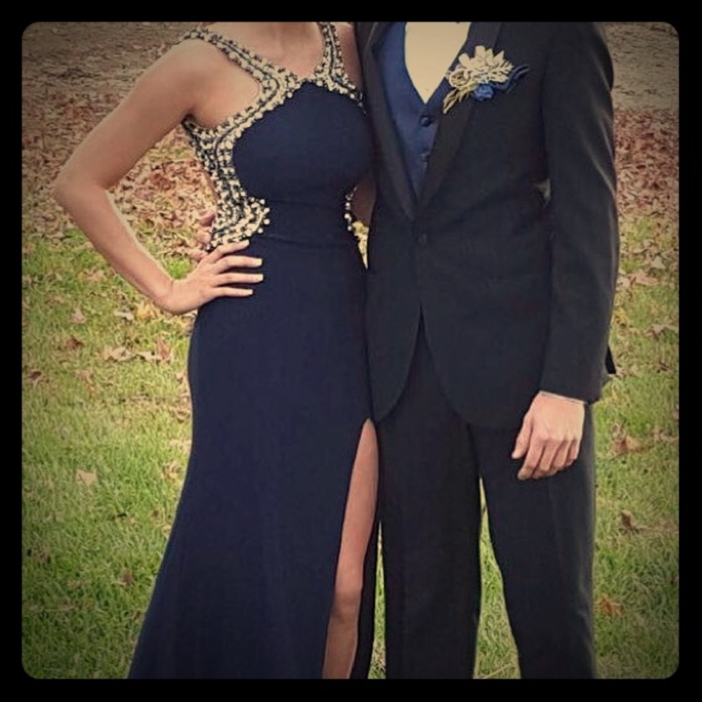 JOVANI NAVY with BLING PROM and PAGEANT GOWN